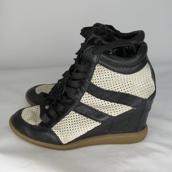 Sam Edelman BOLTON Black White Wedge Heel Sneaker Women's 8 - Picture 3 of 13